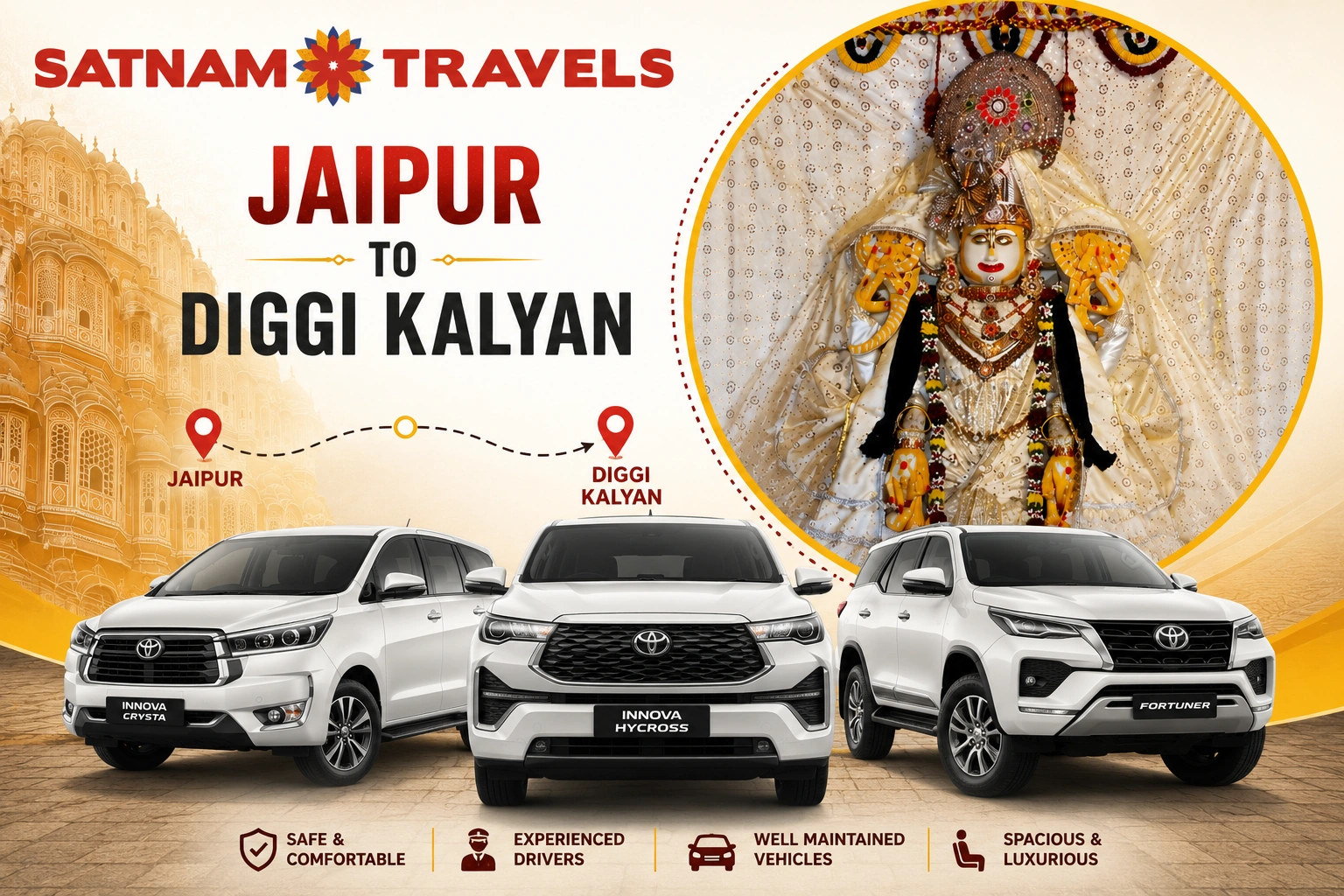 Innova Crysta Jaipur to Diggi Kalyan Ji Taxi