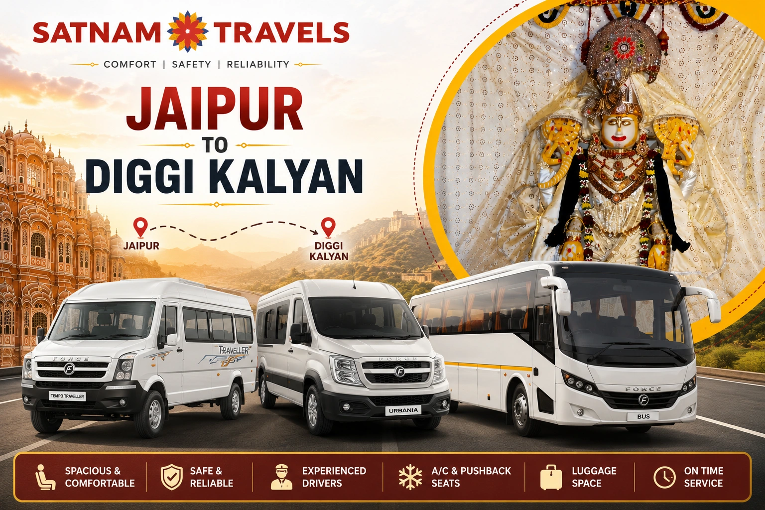 Tempo Traveller Jaipur Diggi Group Cab
